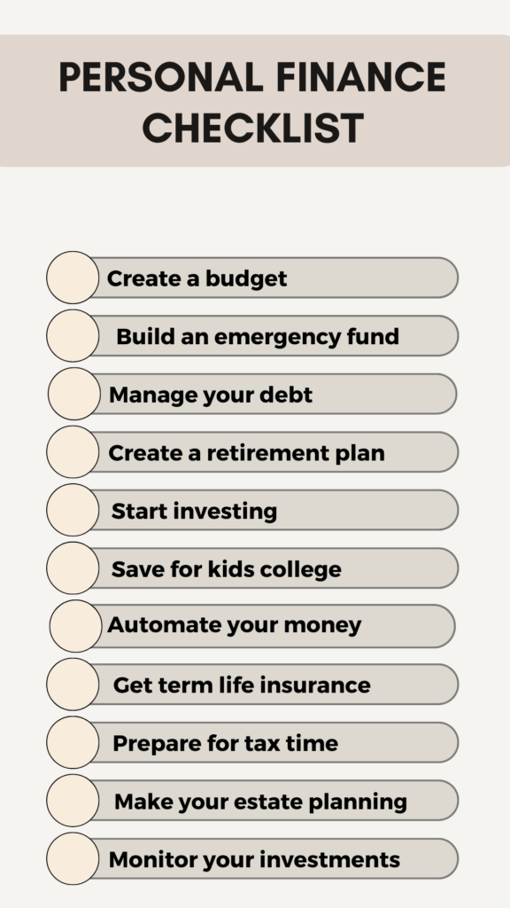 Personal finance checklist